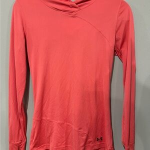 Under Armour Coral Pink Thumbhole Hoodie HeatGear Med